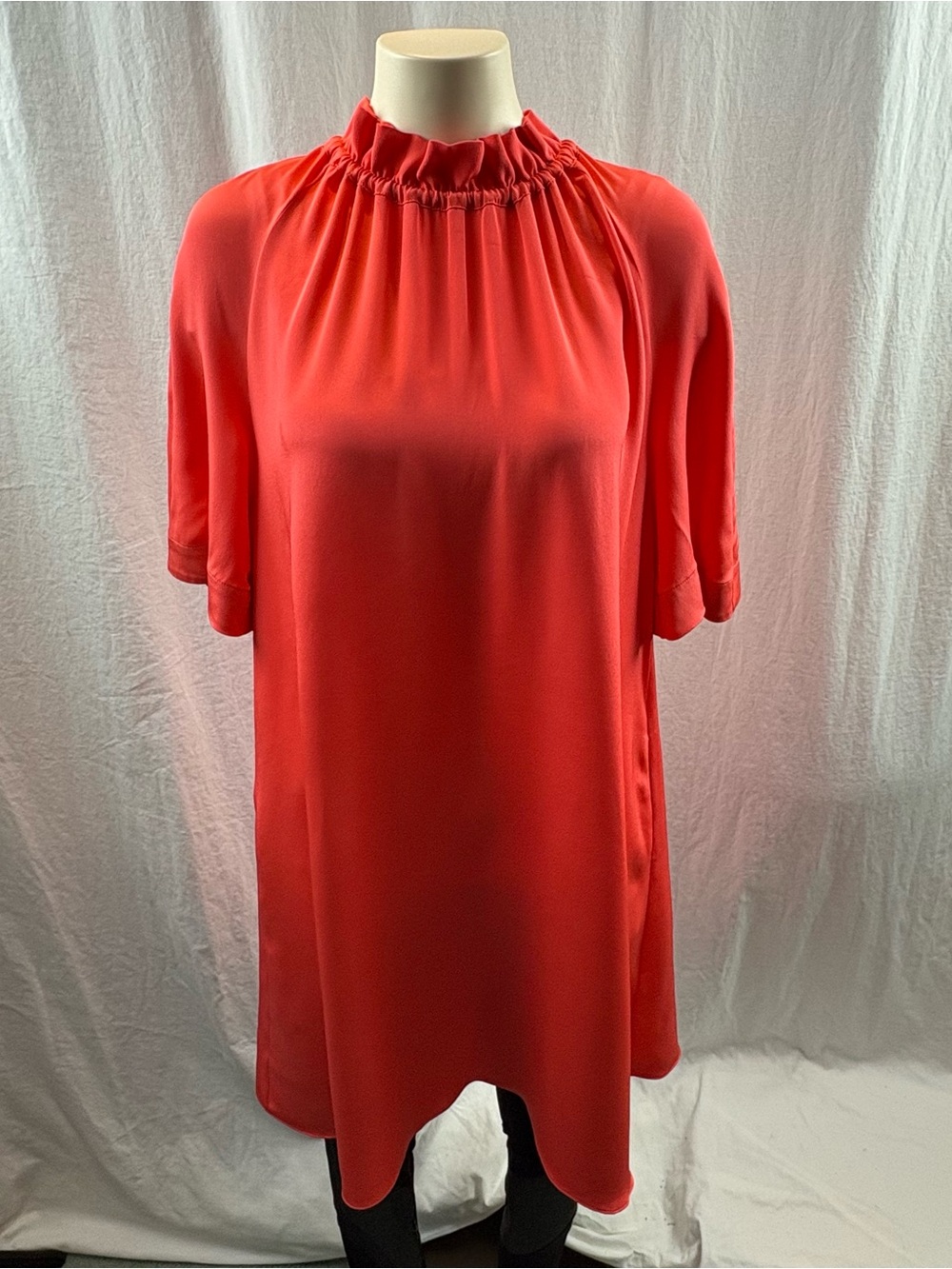 Roksanda Silk Tent Dress Ruffled Mock Neck Coral 10 - Picture 3 of 12